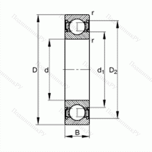 Подшипник шариковый радиальный 61809-2RSR-Y от производителя  FAG Подшипник шариковый радиальный 61809-2RSR-Y от производителя  FAG