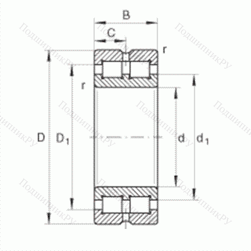 Подшипник роликовый радиальный SL 014848 от производителя  INA Подшипник роликовый радиальный SL 014848 от производителя  INA