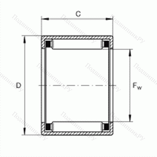 Подшипник роликовый игольчатый с одним наружным штампованным кольцом SCE 2-1/2-4 от производителя  INA Подшипник роликовый игольчатый с одним наружным штампованным кольцом SCE 2-1/2-4 от производителя  INA