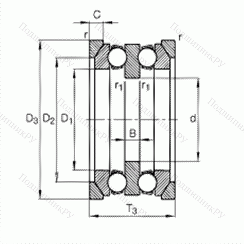 Подшипник шариковый упорный 54309 + U 309 от производителя  FAG Подшипник шариковый упорный 54309 + U 309 от производителя  FAG