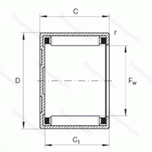Подшипник роликовый игольчатый с одним наружным штампованным кольцом, закрытым с одной стороны BK 3520 от производителя  INA Подшипник роликовый игольчатый с одним наружным штампованным кольцом, закрытым с одной стороны BK 3520 от производителя  INA
