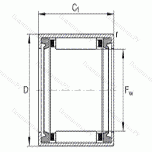 Подшипник роликовый игольчатый с одним наружным штампованным кольцом HK 3016-2RS
